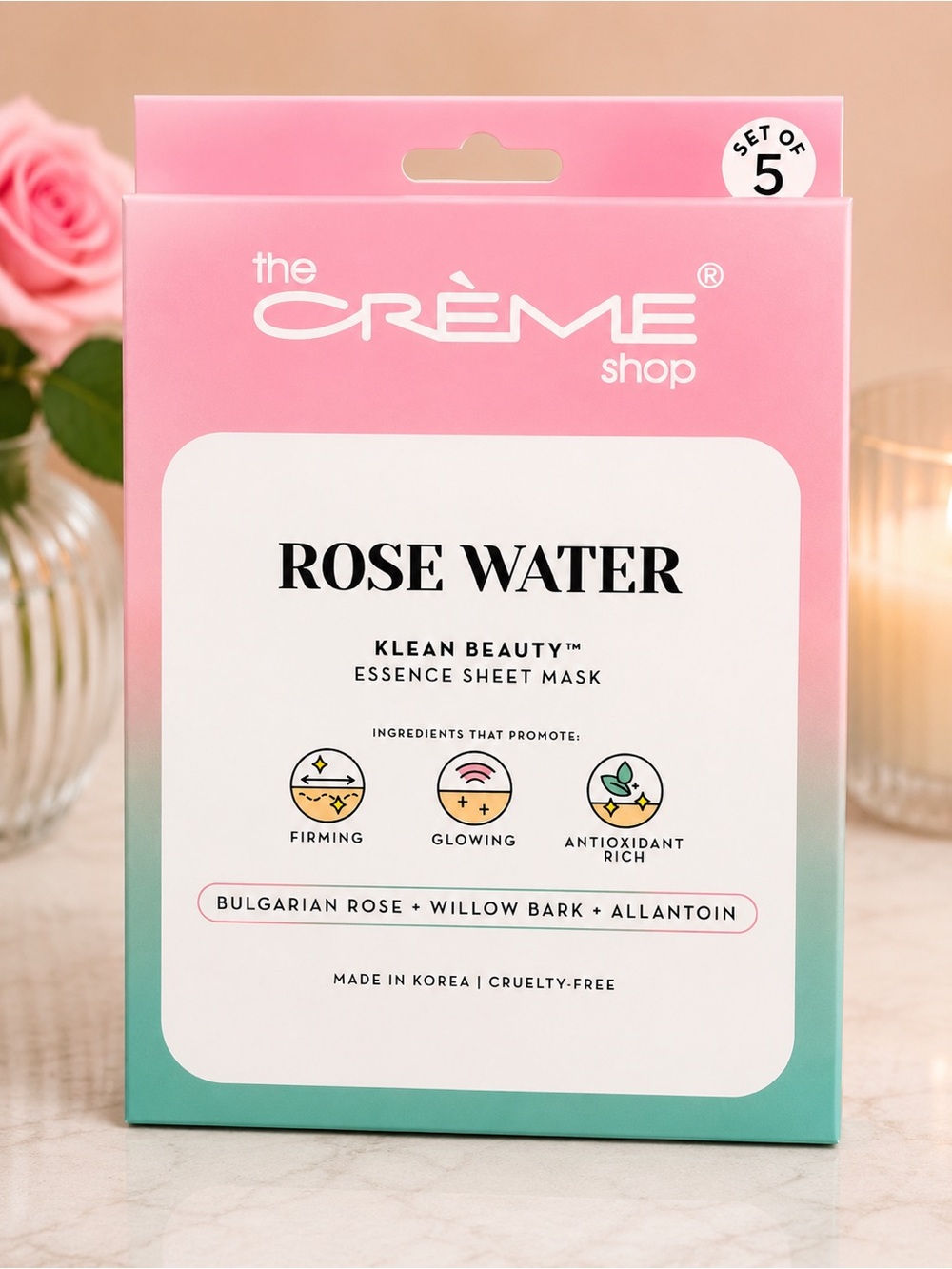 The Crème Shop Rose Water Klean Beauty Essence Sheet Masks